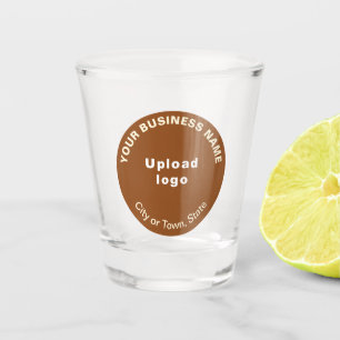 Brown Round Business Brand on Shot Glass