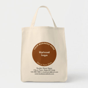 Brown Round Shape Business Brand on Grocery Tote Bag