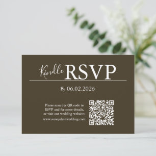 Brown RSVP QR Code Card for Modern Wedding