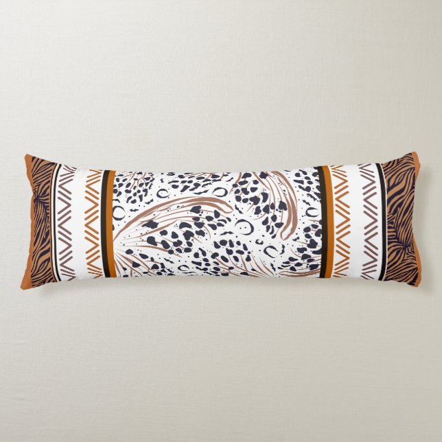 Brown, Rust, Black Animal Prints Graphics  Body Cushion (Front)