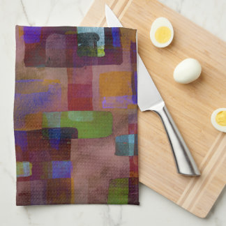 Brown Rust Blue Green Tea Towel