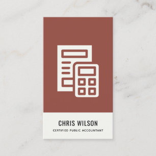 BROWN RUST MODERN CALCULATOR ICON ACCOUNTING TAX BUSINESS CARD