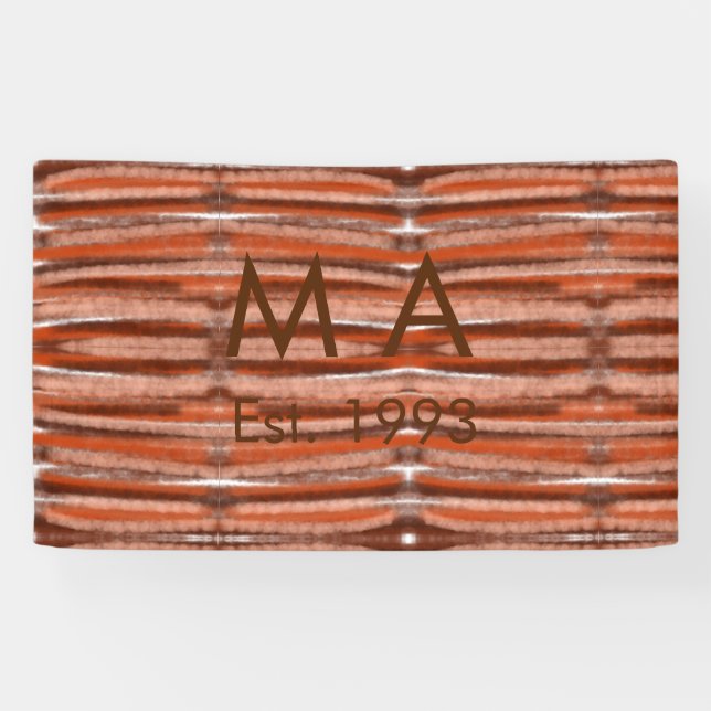 Brown rustic boho add name letter year date text banner (Horizontal)