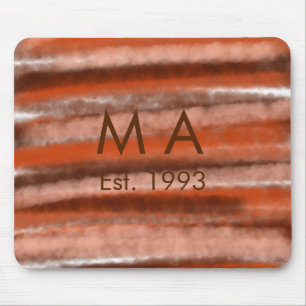 Brown rustic boho add name letter year date text mouse pad