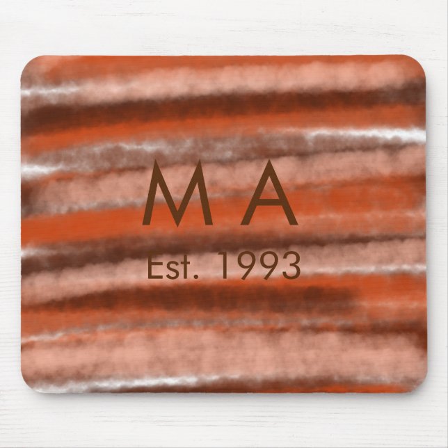 Brown rustic boho add name letter year date text mouse pad (Front)
