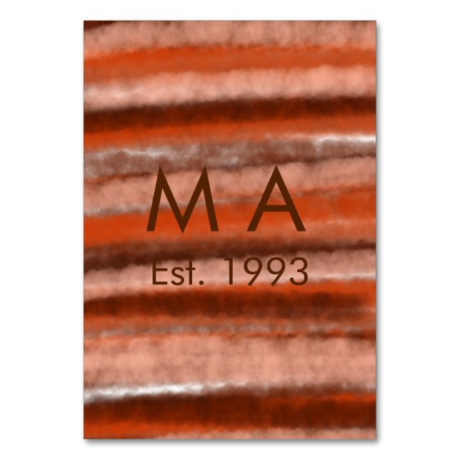 Brown rustic boho add name letter year date text table number (Front)