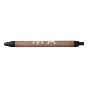 Brown rustic brick stone add name letter year date black ink pen
