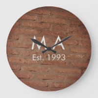 Brown rustic brick stone add name letter year date