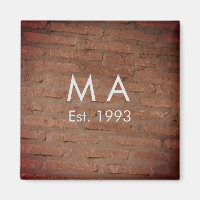 Brown rustic brick stone add name letter year date
