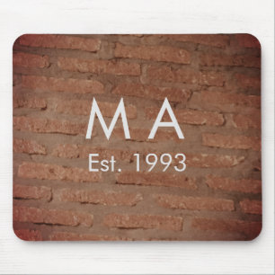 Brown rustic brick stone add name letter year date mouse pad
