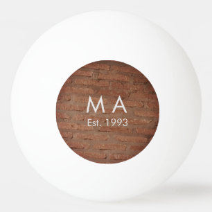 Brown rustic brick stone add name letter year date ping pong ball