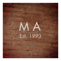 Brown rustic brick stone add name letter year date