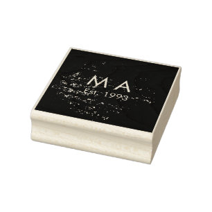 Brown rustic brick stone add name letter year date rubber stamp