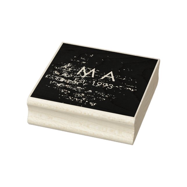 Brown rustic brick stone add name letter year date rubber stamp (Stamp)