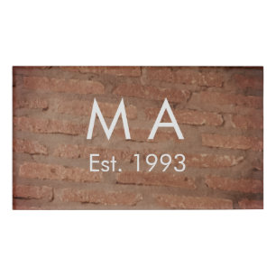 Brown rustic brick stone add name letter year date tag