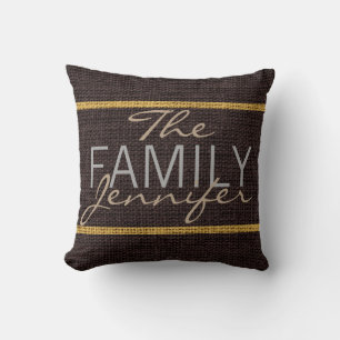 Brown Rustic Burlap Monogram Cushion