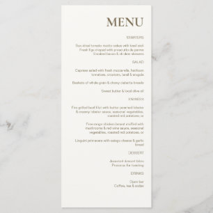 Brown Rustic Chic Wedding Menu
