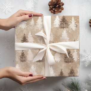 Brown Rustic Christmas Winter Bear Wrapping Paper