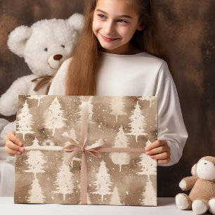 Brown Rustic  Christmas Winter Village  Wrapping Paper