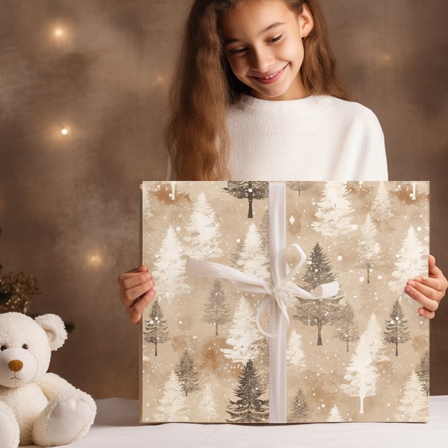 Brown Rustic  Christmas Winter Village  Wrapping Paper (Creator Uploaded)