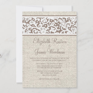 Brown Rustic Country Burlap Wedding Invitations