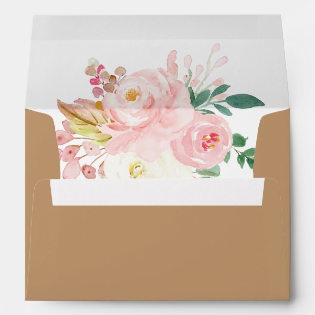 Brown Rustic Kraft Botanical Spring Floral Wedding Envelope (Back (Bottom))
