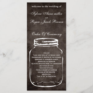 brown rustic mason jar Wedding program Programme