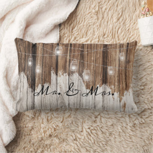 Brown Rustic Wood with Lights customisable Lumbar Cushion