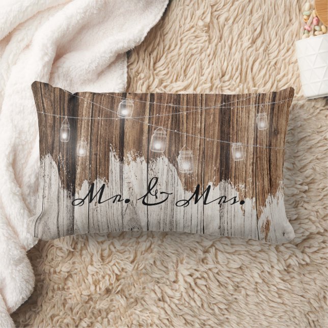 Brown Rustic Wood with Lights customisable Lumbar Cushion (Blanket)