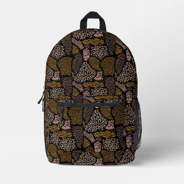Brown Safari Animal Print Printed Backpack (Front)