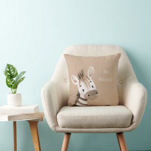 Brown Safari Be Happy Zebra Cushion
