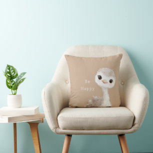 Brown Safari Follow Your Heart Ostrich Bird Cushion
