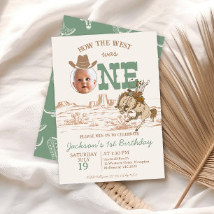 Brown Sage Boys How The West Was One 1st Birthday Invitation