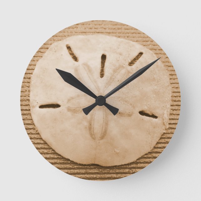 Brown Sand Dollar Round Clock (Front)