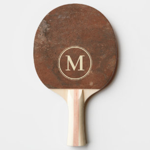Brown Sand Stone Monogram Ping Pong Paddle