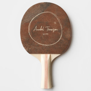 Brown Sand Stone Name in Drawn Circle Ping Pong Paddle