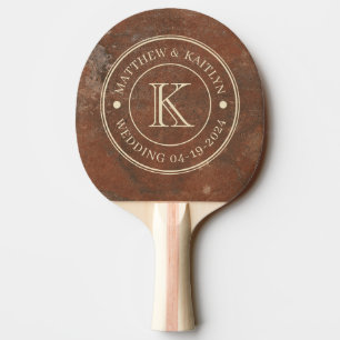 Brown Sand Stone Wedding Monogram Ping Pong Paddle