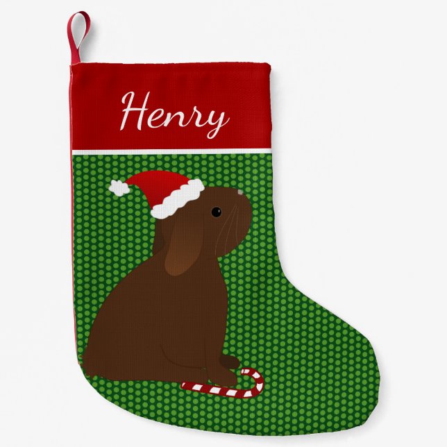 Brown Santa Lop Ear Rabbit Christmas Stocking (Front)