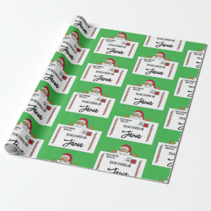 Special Delivery Brown Santa North Pole Your Name Wrapping Paper