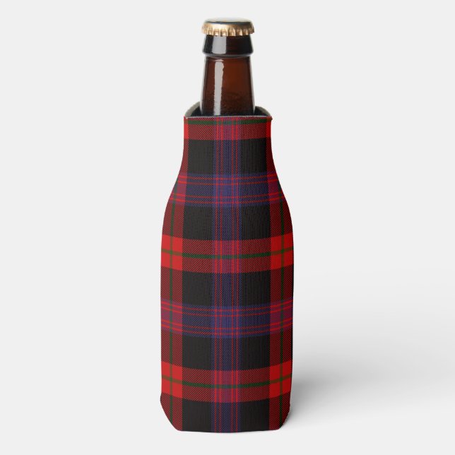 Brown Scottish Clan Tartan Plaid Pattern Bottle Cooler (Bottle Front)