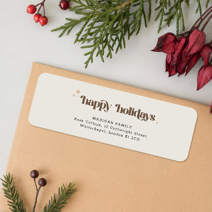 Brown Script Christmas Holiday Return Address