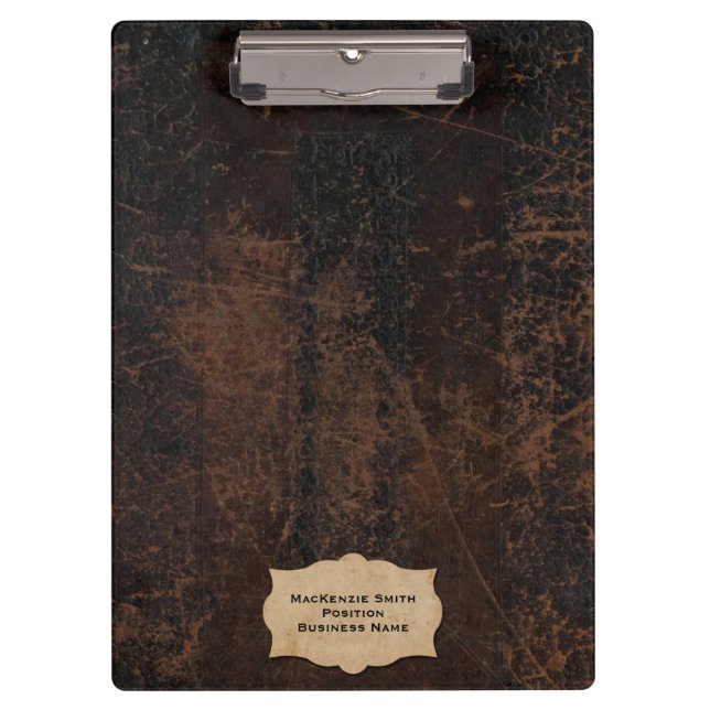 Brown Scuffed Leather (Faux) Personalised Clipboard (Front)