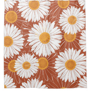 Brown seamless pattern with daisies shower curtain