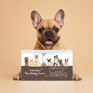 Brown Senior Dog Care Gentle Watercolor Pup Business Card
