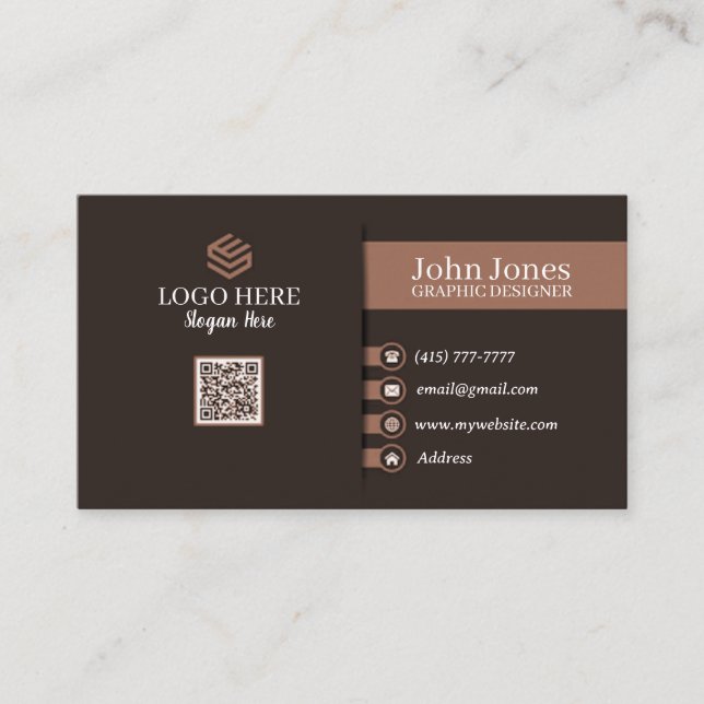 Brown Sepia QR Code Business Cards 24 Pack of 100 (Front)