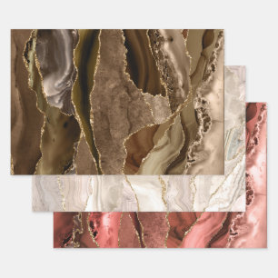 Brown shades agate wrapping paper sheets