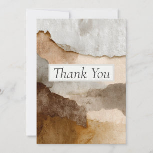 Brown Shades Torn Paper Thank You Card