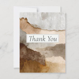 Brown Shades Torn Paper Thank You Card