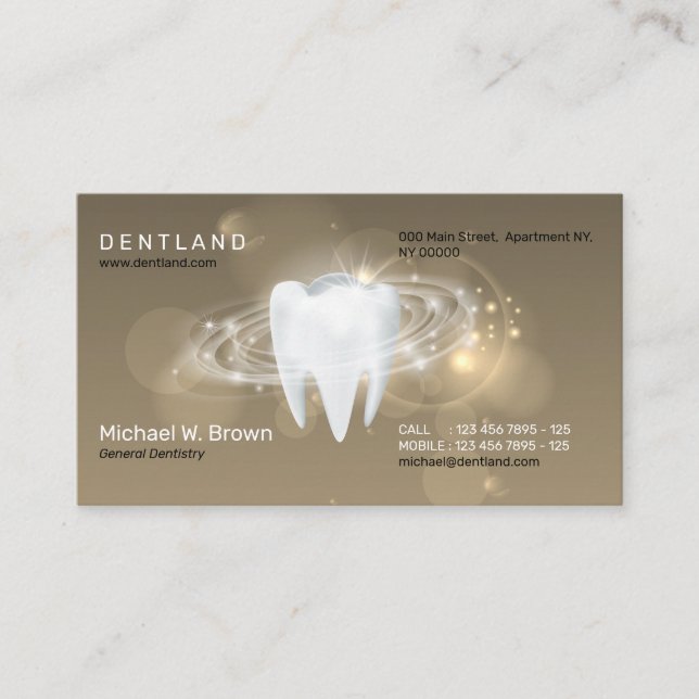 Brown Shadow Dental Dentistry Teeth Appointment Business Card (Front)