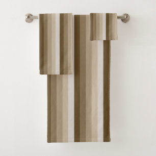 Brown shadow stripes bath towel set